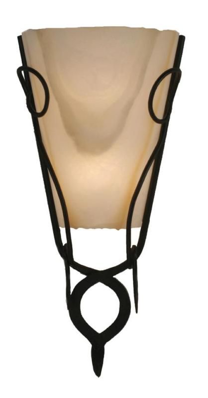 Wrought Iron white Onyx Sconce hand carved Dark Bronze  