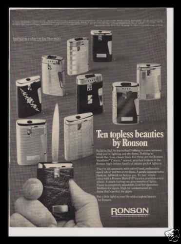 1970 Ronson Butane Pocket Lighters Vintage Print Ad  