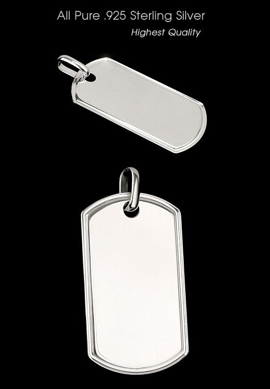 New .925 Sterling Silver Dog Tag Pendant Free Engrave  