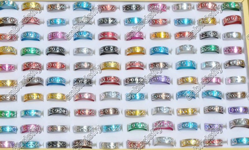 Wholesale jewelry Lots 800pcs 8tone Aluminum rings High Quality free 