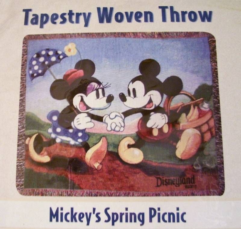 disney parks mickey minnie mickey s spring picnic tapestry woven throw 