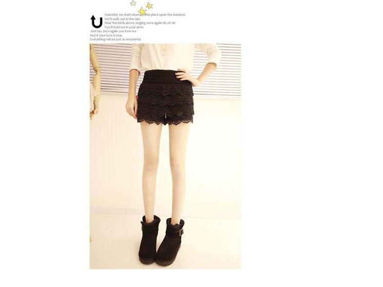 Fashion Lace Tiered Short Skirt Under Safety Pants Shorts  