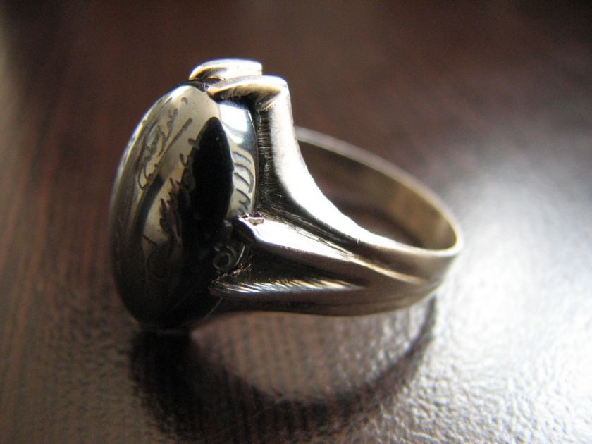   STERLING SILVER mens ring hand engraved HADID stone jewelry  