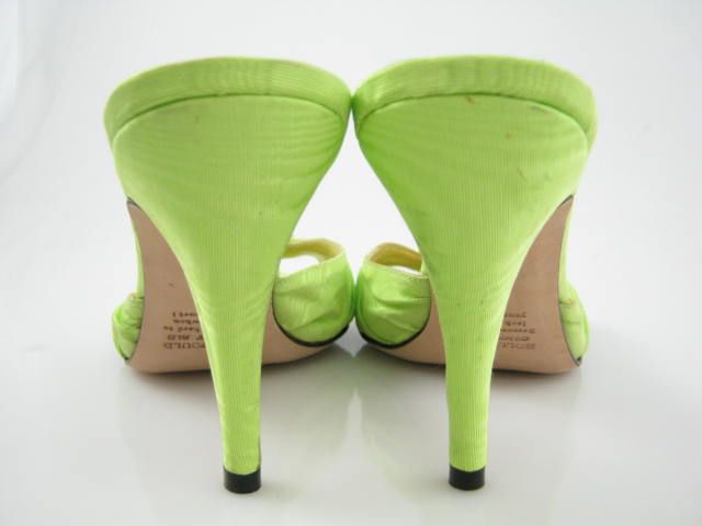 HOLLYWOULD Green Satin Rhinestone Pumps Slides Sz 8.5  