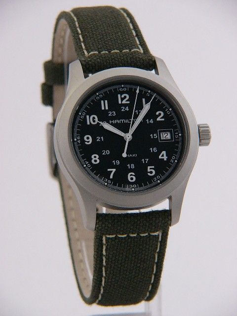 NEW HAMILTON KHAKI H68481833 IV MILITARY TIME GREEN CANVAS BAND QUARTZ 