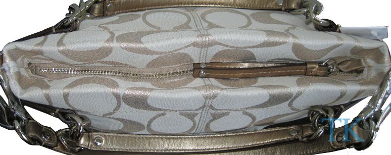 NEW COACH SIGNATURE BROOKE HOBO PURSE HANDBAG TOTE LIGHT KHAKI GOLD 