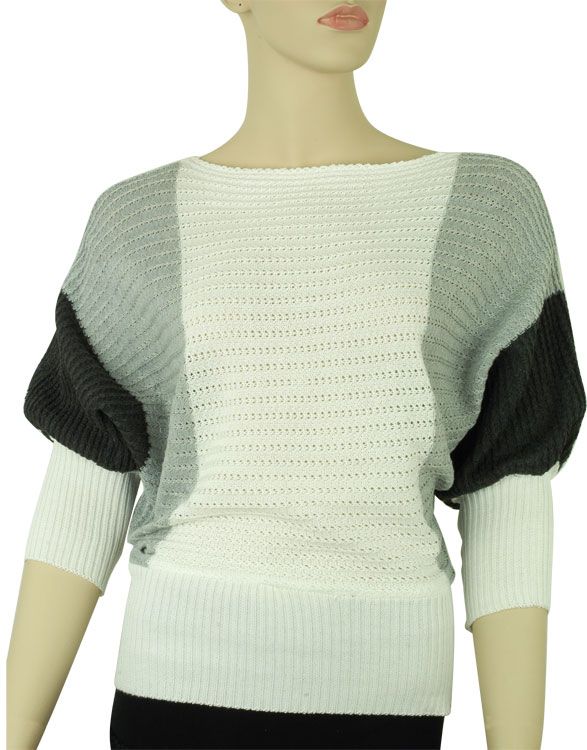 Elegant Ladies Boat Neck , Rubbed Trimming Knit Sleeve Top, Sweater in 