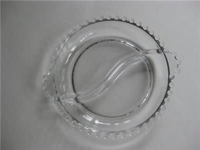 Round Candlewick Imperial Glass divided relish bowl  