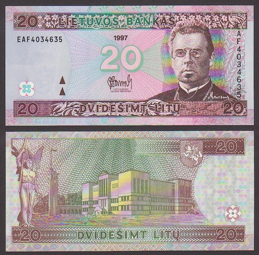 Lithuania 20 Litu 1997 UNC P#60  