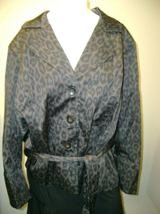 Du Jour(R) Animal Print Button Front Jacket w/ Belt 3X  