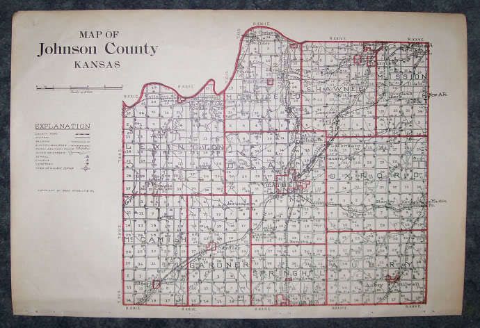 1911 Johnson County, Ks. map 14 X 20 Genuine  