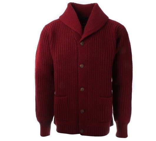 Mens Ralph Lauren Polo Shawl Wine Red Cardigan RRP £255.00  