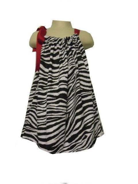 Handmade Zebra Baby&Girls Pillowcase Dress Red Ribbon  