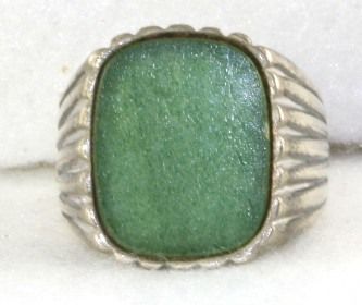 VINTAGE MENS STERLING SILVER FLUORITE RING SIZE 10  