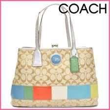 NWT Coach MTI Signature Stripe Frame Carryall 17444  