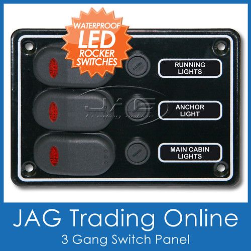 ROCKER WATERPROOF MARINE/BOAT LED SWITCH PANEL+FUSES  