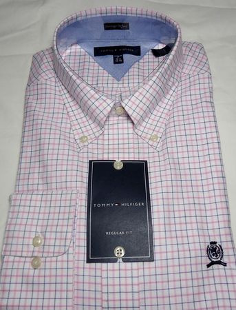 NEW $65 TOMMY HILFIGER OXFORD DRESS/CASUAL SHIRT RETRO LOGO VARIOUS 