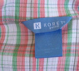 Koret 2pc Outfit Top w/Capri Pants Set Plaid Sz L Petite  