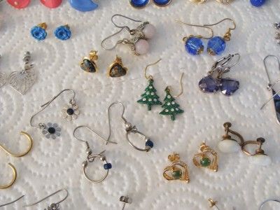 Vtg Retro 60s to 90s Costume Earring Lot Enamel Rhinestone Plastic 