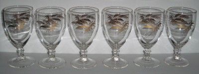 Vtg Lifetime Prairie Gold Wheat Glass 5 3/4 Goblets  