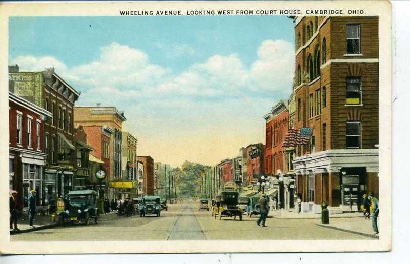 CAMBRIDGE OHIO DOWNTOWN STREET SCENE POSTCARD VINTAGE  