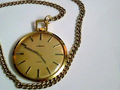 VINTAGE RARE SWISS AUTHENTIC TRESSA GOLD MENS POCKET WATCH  