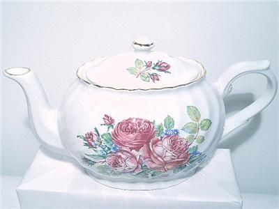 STAFFORDSHIRE ARTHUR WOOD PINK ROSE TEAPOT CUPS SAUCERS  
