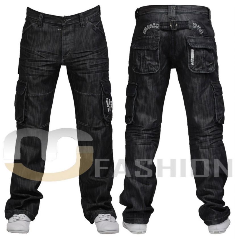 MENS DENIM ENZO DESIGNER COMBAT JEANS SIZE 30,32,34,36  