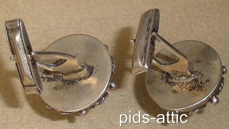 Fancy Vintage Sterling Silver Modernist Cufflinksn ~ Signed ORNO 