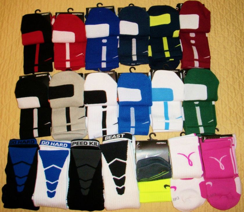 Nike Elite Basketball Football Lacrosse Crew Socks Medium (6 8) volt 