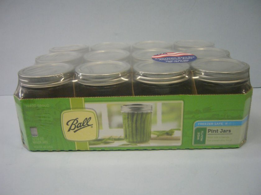 Ball 12 Pack Wide Mouth 1 Pint Mason Jars 501189  