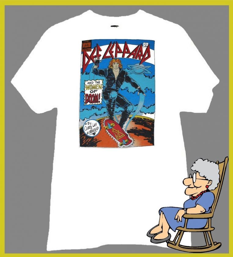 DEF LEPPARD T SHIRT SKATEBOADER SAVING WOMAN OF DOOM  