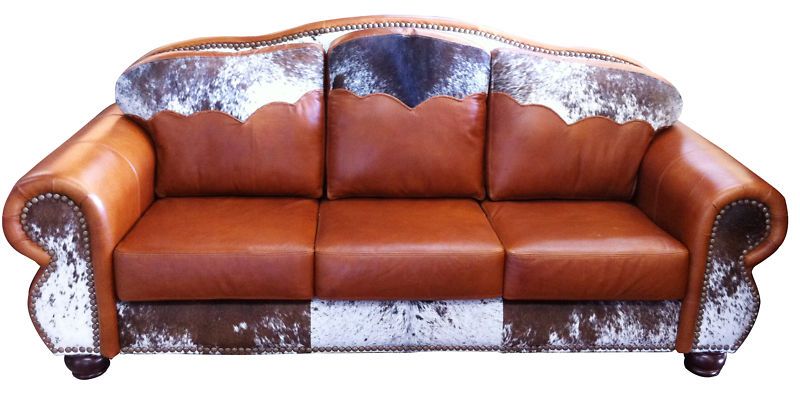 Remington Sofa Leather & Cowhide Yoke Design NEW  