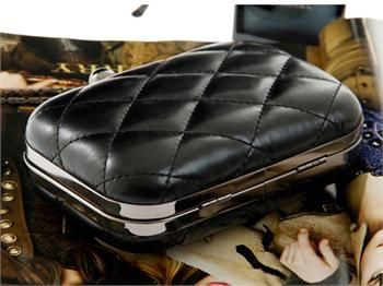 New Womans Black PU Leather Handbag Totes Purse Retro Clutchs Evening 