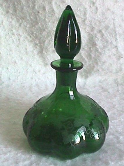 STEUBEN PERFUME BOTTLE TRANLUCENT DARK GREEN CRYSTAL  