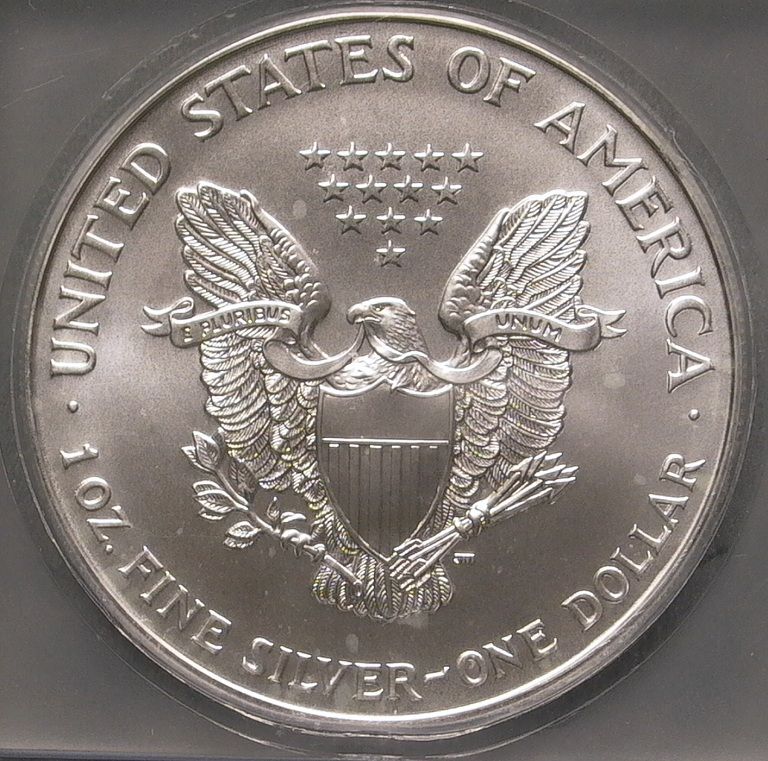 2002 $1 American Silver Eagle 1 OZ .999 Silver ICG MS70  