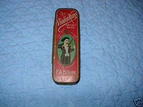 The Violin King , F.A. Bohm, Metal Harmonica Box  