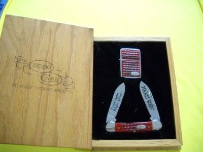 Case XX NEW Pocket Worn 62131 Red Bone Canoe & Zippo Lighter Limited 