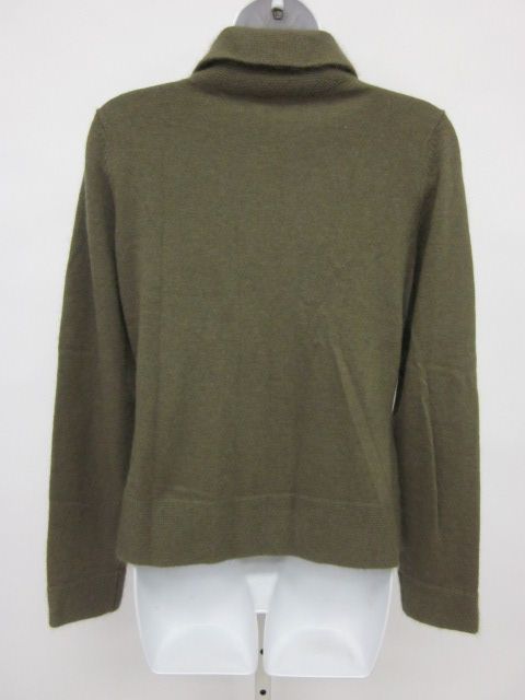 CAROLE LITTLE Olive Green Angora Shawl Collar Sweater M  