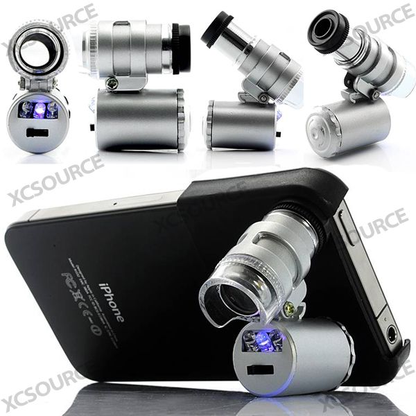   LED Cellphone Mobile Phone Microscope Micro Lens For iphone 4S 4G DC77