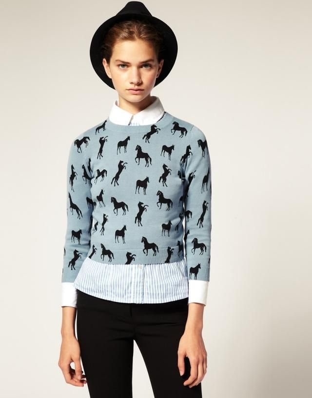 FANCYQUBE CHIC CREW NECK ANIMAL PATTERN JUMPER SWEATER 2050  