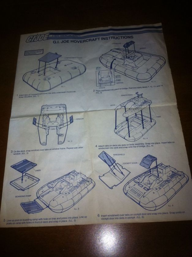 1984 GI Joe HASBRO WHALE Hovercraft BLUE PRINT PLANS  