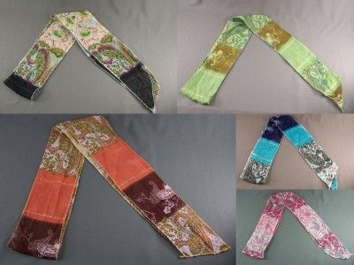 Paisley color block long tie wrap headband head scarf  