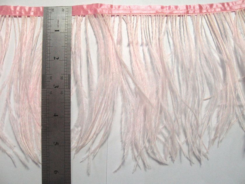 Fj6 4 6 Pink Ostrich feather fringe Trim per Feet  