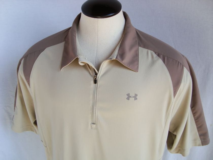 Under Armour *triple logo* 1/2 zip wicking polo golf shirt ~ mens XXL 