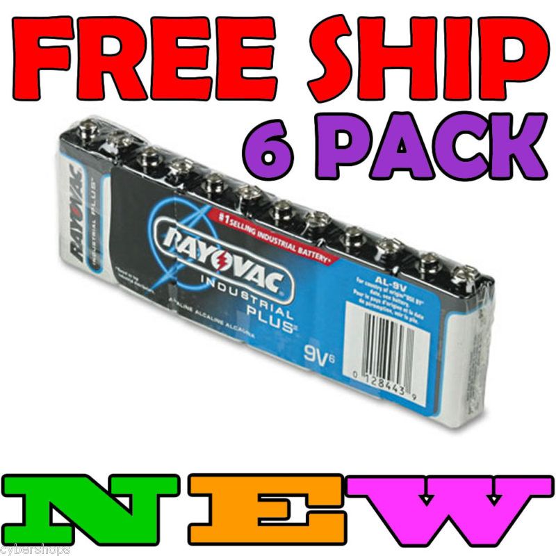 NEW RAYOVAC 9V BATTERIES, 6 PACK, INDUSTRIAL PLUS AL9V  