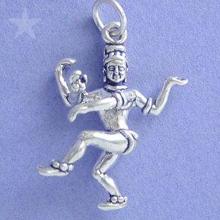 SHIVA DANCE HINDU GODDESS Sterling Silver Charm Pendant  