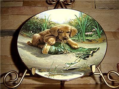 Catch Of The Day Golden Retriever PUPPY PLAYTIME Plate  