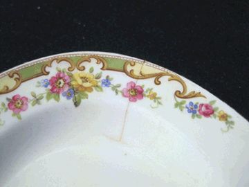 63pc EDWIN M KNOWLES HOSTESS CHINA c.1938 WHITE W/FLORAL RIM/CENTER 