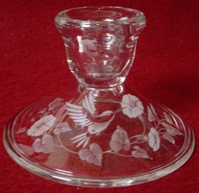 AVON crystal HUMMINGBIRD pttrn SINGLE LIGHT CANDLESTICK  